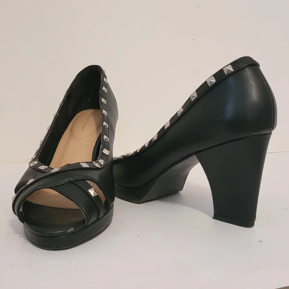 9M Comfortview Biker Leather Look & Metal Studs 3